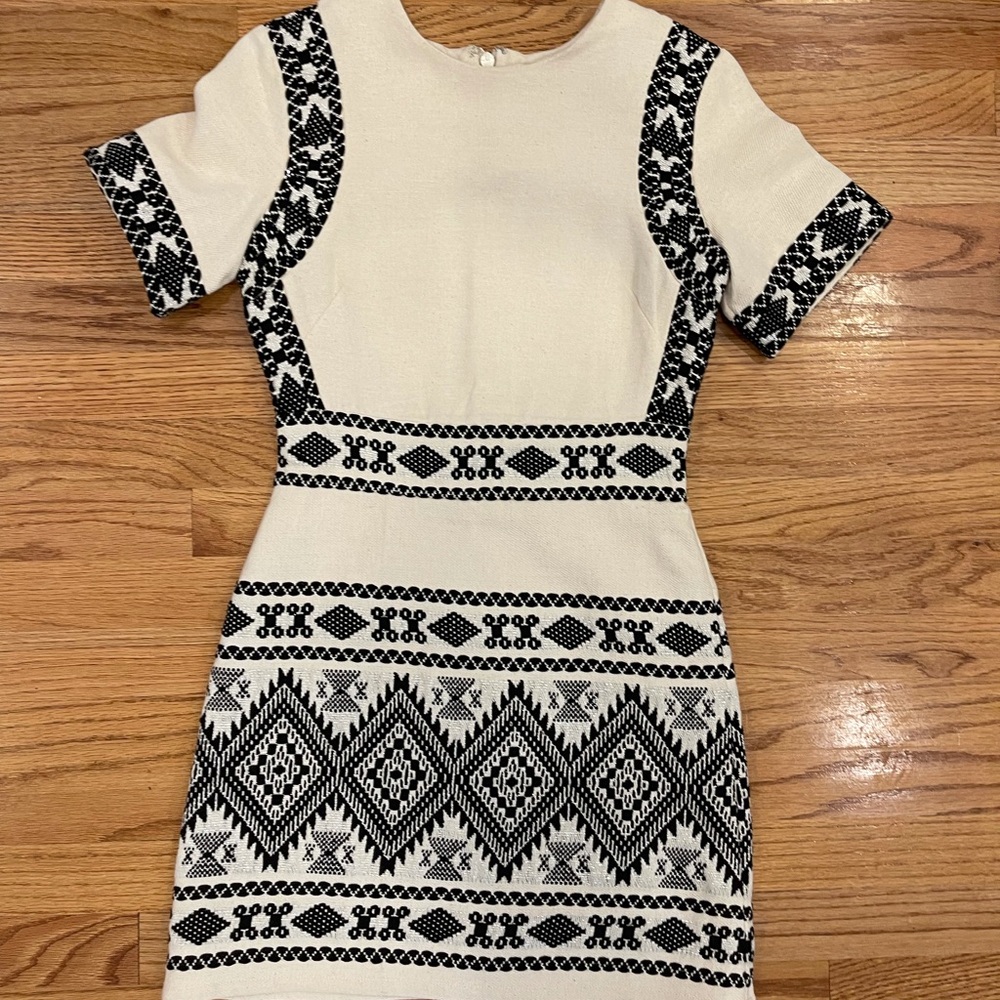 Topshop cream and black dress